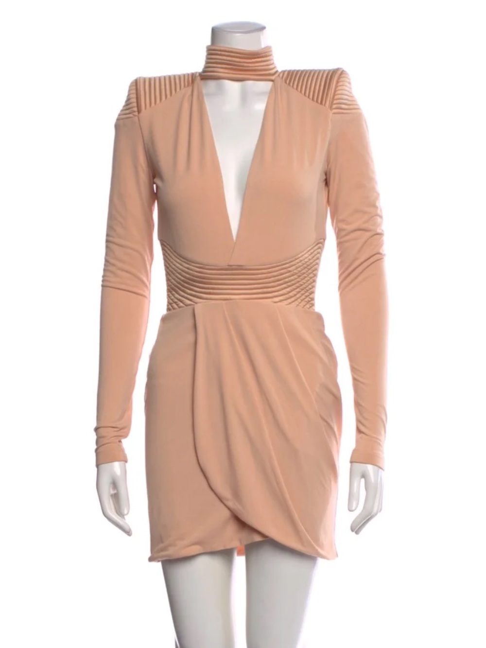 Zhivago Peach Plunge V-Neck Long Sleeve Wrap Mini Dress